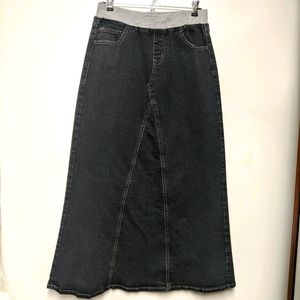 Long Black Demin Skirt M Women's